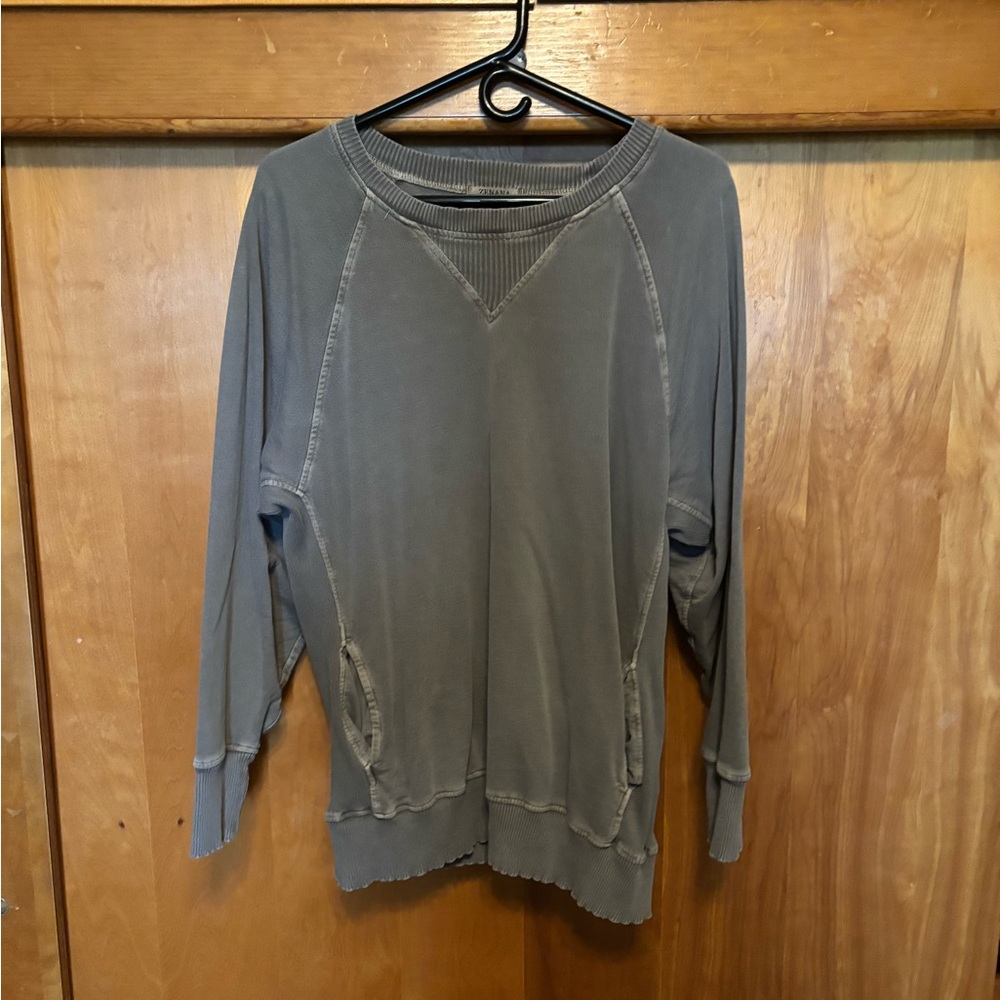 Zenana Outfitters Charcoal Ribbed Long-Sleeve Top